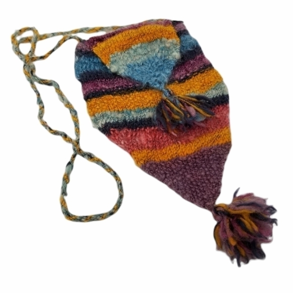 Boho Knitted fuzzy Long Teardrop Crossbody Bag Zip - Picture 1 of 9